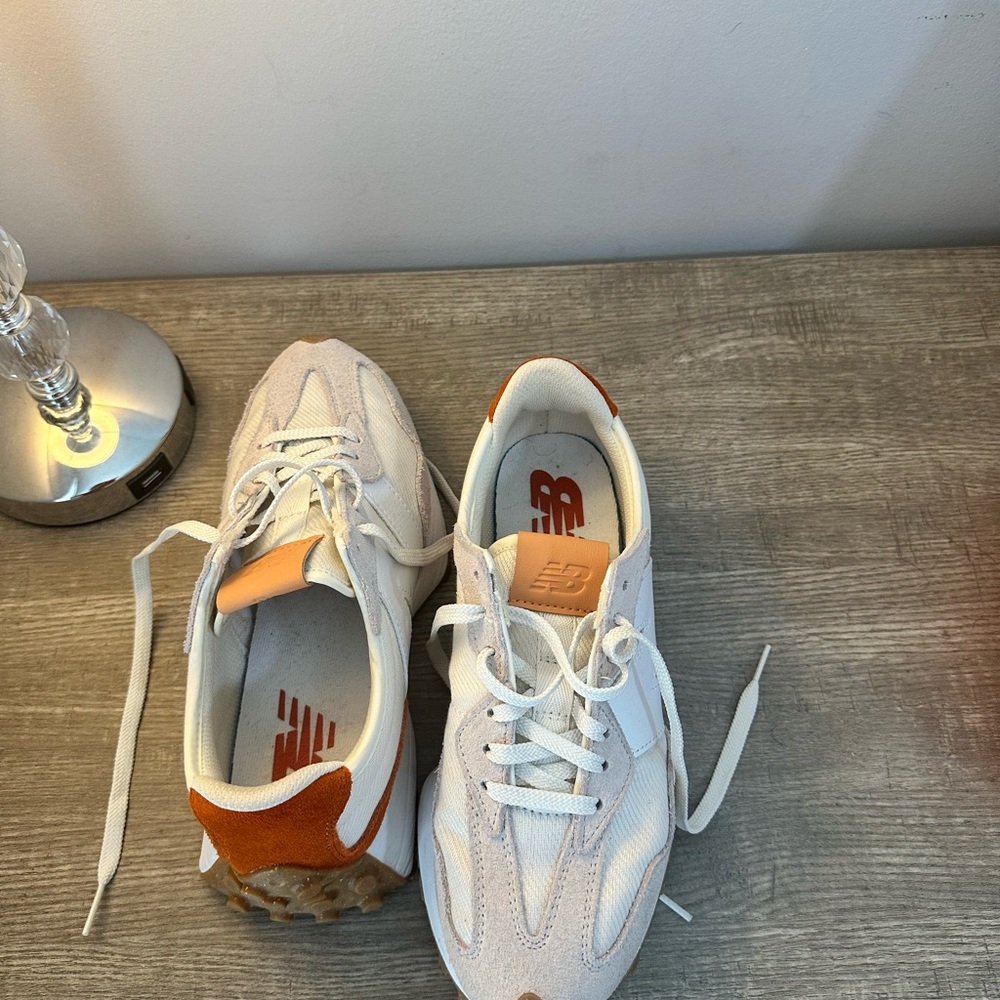 New Balance 327 White and Rust Athletic Shoes
